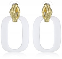 T Tahari Bamboo White and Gold Door Knocker Earrings T Tahari Bamboo White and Gold Door Knocker Earrings
