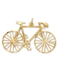 It's like riding a bike! This perfectly intricate, diamond-cut bicycle charm makes the perfect gift for the avid cyclist. Crafted in 14k gold. Chain not included. Approximate length: 7/10 inch. Approximate width: 1 inch. It's like riding a bike! This perfectly intricate, diamond-cut bicycle charm makes the perfect gift for the avid cyclist. Crafted in 14k gold. Chain not included. Approximate length: 7/10 inch. Approximate width: 1 inch.