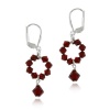 Sterling Silver and Red Swarovski Crystallized Elements Open Circle Drop Leverback Earrings