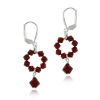 Sterling Silver and Red Swarovski Crystallized Elements Open Circle Drop Leverback Earrings