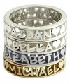 Lana Stackable Name Ring with Frame in 14k white, yellow, or rose (pink) gold, finger sizes 4 to 9