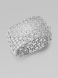 EXCLUSIVELY AT SAKS. Morse code inspired with sparkling crystal dots and dashes.Crystal Rhodium plated Width, about 1¼ Diameter, about 2½ Hinged closure Imported 