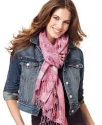 Collection XIIX's classic paisley wrap with metallic threading lends a rich accent to so many looks. Collection XIIX's classic paisley wrap with metallic threading lends a rich accent to so many looks.
