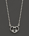 From the Love Britt collection, a sterling silver bead necklace with heart pendant. Designed by Gucci.