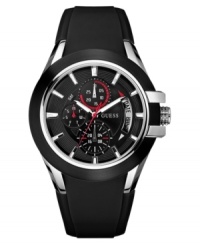 A sport watch good enough for the pros with a sleek, minimalist design, by GUESS. A sport watch good enough for the pros with a sleek, minimalist design, by GUESS.