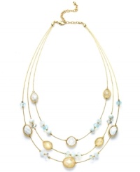 Start with a clean slate. Adorn your neckline with bright white beading in Charter Club's stylish three-row illusion necklace. Set in gold tone mixed metal. Approximate length: 15 inches + 3-inch extender. Approximate drop: 1-1/2 inches. Start with a clean slate. Adorn your neckline with bright white beading in Charter Club's stylish three-row illusion necklace. Set in gold tone mixed metal. Approximate length: 15 inches + 3-inch extender. Approximate drop: 1-1/2 inches.