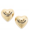 The perfect romance. With a puffed-up appearance, these golden heart stud earrings from Juicy Couture are a lovely look for you or a loved one. With engraved logo detail. Crafted in gold tone mixed metal. Approximate drop: 1/4 inch.
