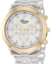 Breda Women's 2307-Clear/Gold Brooke Oversized Bezel Mother-Of-Pearl Dial Rhinestone Hour Markers Plastic Band Watch