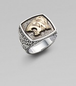 Intricate design features an 18K gold tiger's head on a signature sterling silver ring. Sterling silver18k goldAbout ¾ wideImported