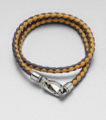 A richly-hued braided leather bracelet perfect for layering and wrap around styling.LeatherAbout 3 diam.Spring claspMade in Italy