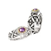 925 Silver, Amethyst & Diamond Oxidized Ring with 14k Gold Accents (0.07ctw)- Sizes 6-8