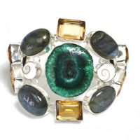 Huge Green Solar Quartz and Labradorite Mutli Stone Natural Gemstone Handmade Silver Plated Bracelet Huge Green Solar Quartz and Labradorite Mutli Stone Natural Gemstone Handmade Silver Plated Bracelet