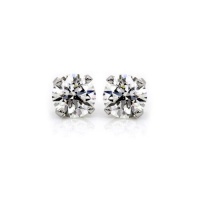 0.16Ct TW & 10K White Gold Diamond Stud Earrings (Round-cut, I-J,I3)