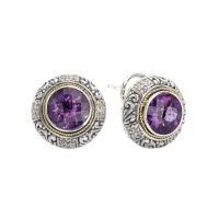 925 Silver, Amethyst & Diamond Earrings with 18k Gold Accents (0.27ctw) 925 Silver, Amethyst & Diamond Earrings with 18k Gold Accents (0.27ctw)