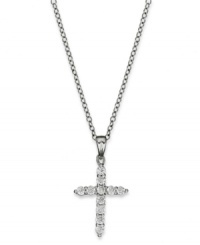 Symbolic sentiment. Giani Bernini's pretty cross pendant is adorned with round-cut cubic zirconias (5/8 ct. t.w.) set in sterling silver. Approximate length: 15 inches. Approximate drop: 1/2 inch.