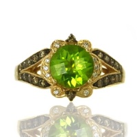 Le Vian 1.75 Carat Round Peridot Ring in 14K Yellow with 0.35 Chocolate and White Diamonds Le Vian 1.75 Carat Round Peridot Ring in 14K Yellow with 0.35 Chocolate and White Diamonds