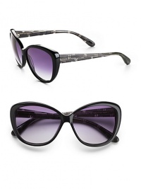Large retro plastic design. Available in black/black check with gray gradient lens or havana pearl peach with brown gradient lens. Logo temples 100% UV protection Imported Large retro plastic design. Available in black/black check with gray gradient lens or havana pearl peach with brown gradient lens. Logo temples 100% UV protection Imported