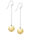 Contemporary and chic. Studio Silver's drop earrings transition perfectly from day to evening. Set in sterling silver with 18k gold over sterling silver discs. Approximate drop: 2 inches.