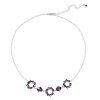 Sterling Silver Rolo Chain and Dark Purple Swarovski Crystallized Elements 3 Open Circle Frontal Necklace, 16+3 Extender