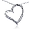 Sterling Silver and Diamond Three-Stone Heart Pendant on an 18 Chain