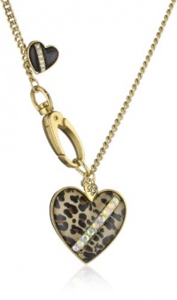 Betsey Johnson Status Leopard Heart Pendant Long Necklace Betsey Johnson Status Leopard Heart Pendant Long Necklace