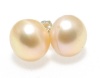 10MM Peach Pink Freshwater Cultured Pearl Stud Earrings for Women, 925 Sterling Silver Backings