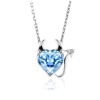 3.00 Carat Blue Topaz Devil Heart Pendant in Sterling Silver with 18 chain