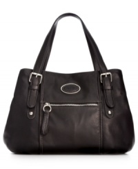 Add a little more luxe to your life with this irresistible silhouette from Ginai Bernini. Crafted in the softest leather and adorned with high-shine silvertone hardware, it lends a feeling of instant elegance, while pockets and zipped compartments offer superb organization within. Add a little more luxe to your life with this irresistible silhouette from Ginai Bernini. Crafted in the softest leather and adorned with high-shine silvertone hardware, it lends a feeling of instant elegance, while pockets and zipped compartments offer superb organization within.