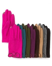 Adorned with a chic, leather-piped bow, Echo's tech-savvy gloves keep your fingers warm while you text and tweet. Adorned with a chic, leather-piped bow, Echo's tech-savvy gloves keep your fingers warm while you text and tweet.