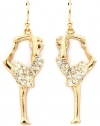 Beautiful Gold Plated Dancer/Ballerina/Gymnast Dangle Earrings with Clear Austrian Crystals