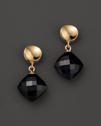 Faceted onyx shines darkly in 14K. yellow gold settings. Faceted onyx shines darkly in 14K. yellow gold settings.