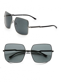 A simply chic, wide style in sleek metal with acetate logo temples. Available in gunmetal/black with grey lens or copper grey mauve with brown gradient lens. Logo temples100% UV protectionMade in Italy A simply chic, wide style in sleek metal with acetate logo temples. Available in gunmetal/black with grey lens or copper grey mauve with brown gradient lens. Logo temples100% UV protectionMade in Italy