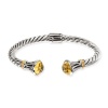 925 Silver & Citrine Twisted Cuff Bracelet with 14k Gold Accents