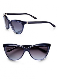This chic design has a decidedly retro sensibility. Available in plum/beige with mauve lenses or transparent blue with blue lenses.Logo accented temples100% UV protectionMade in Italy This chic design has a decidedly retro sensibility. Available in plum/beige with mauve lenses or transparent blue with blue lenses.Logo accented temples100% UV protectionMade in Italy