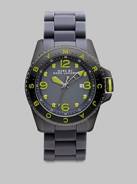 Analog quartz movement timepiece with a silicone bracelet and Marc's signature modern details.Round bezelQuartz movementWater resistant to 5 ATMDate function at 3 o'clockSecond handStainless steel case: 45mm (1.77)Silicone wrap braceletImported Analog quartz movement timepiece with a silicone bracelet and Marc's signature modern details.Round bezelQuartz movementWater resistant to 5 ATMDate function at 3 o'clockSecond handStainless steel case: 45mm (1.77)Silicone wrap braceletImported