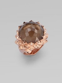 From the Superstud Collection. A faceted dome of deeply toned smoky quartz is layered over mother-of-pearl, creating richness and depth in this striking ring with a spiky zigzag setting.Smoky quartz and white mother-of-pearlRose goldplated sterling silverWidth, about 1Imported From the Superstud Collection. A faceted dome of deeply toned smoky quartz is layered over mother-of-pearl, creating richness and depth in this striking ring with a spiky zigzag setting.Smoky quartz and white mother-of-pearlRose goldplated sterling silverWidth, about 1Imported
