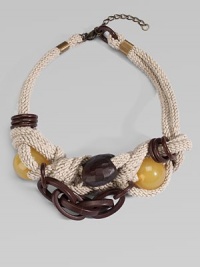 A bold, Italian made necklace featuring brass chains and bead details.RopeBrass and beadsBack clasp closureLength, about 21Made in Italy A bold, Italian made necklace featuring brass chains and bead details.RopeBrass and beadsBack clasp closureLength, about 21Made in Italy