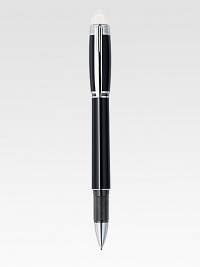 From the Origin Collection, this Fineliner with spring mechanism is set in sterling silver with black resin barrel and cap.FinelinerResin with embossed logo emblemPlatinum-plated clipUses Fineliner and Rollerball refillsAbout 5½ longMade in Germany From the Origin Collection, this Fineliner with spring mechanism is set in sterling silver with black resin barrel and cap.FinelinerResin with embossed logo emblemPlatinum-plated clipUses Fineliner and Rollerball refillsAbout 5½ longMade in Germany