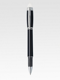 From the Origin Collection, this Fineliner with spring mechanism is set in sterling silver with black resin barrel and cap.FinelinerResin with embossed logo emblemPlatinum-plated clipUses Fineliner and Rollerball refillsAbout 5½ longMade in Germany