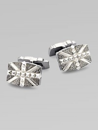 From the Alchemy in the UK Collection. A bold Union Jack, textured, studded and detailed with black rhodium-plated accents.Sterling silverRhodium-plated accentsAbout ¾L X ½WT backImported From the Alchemy in the UK Collection. A bold Union Jack, textured, studded and detailed with black rhodium-plated accents.Sterling silverRhodium-plated accentsAbout ¾L X ½WT backImported