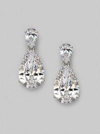 EXCLUSIVELY AT SAKS. A breathtaking pear shaped drop earring in cubic zirconia.Cubic zirconia Rhodium plated sterling silver Length, about 1 Width, about ½ Post and clutch backs Imported 