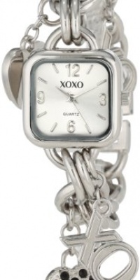 XOXO Women's XO7026 Silver Dial Silver-tone Charm Bracelet Watch XOXO Women's XO7026 Silver Dial Silver-tone Charm Bracelet Watch
