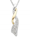 A ribbon of luxurious round-cut diamonds (1/5 ct. t.w.) intertwines with a stream of 14k gold in this beautiful two-tone pendant. Approximate length: 18 inches. Approximate drop: 1 inch.