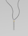 From the Nile Collection. A stunning vertical bar of sterling silver set with sparkling white topaz and accented in glowing goldplating, on a bold silver chain.White topazSterling silverGoldplatedChain length, adjusts from about 16-18Pendant length, about 1¼Lobster claspImported