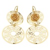 .925 Sterling Silver and 14K Gold Plated Kaleidoscope Hanging Jewel Encrusted Earrings with Fishhook