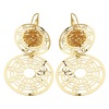 .925 Sterling Silver and 14K Gold Plated Kaleidoscope Hanging Jewel Encrusted Earrings with Fishhook