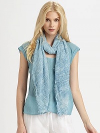 Tinted cotton gauze and whimsical whiskering come together to create a perfectly lightweight and stylish scarf.About 22 X 63CottonHand washMade in Italy Tinted cotton gauze and whimsical whiskering come together to create a perfectly lightweight and stylish scarf.About 22 X 63CottonHand washMade in Italy