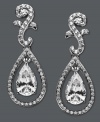 Get primed for the party. Arabella's elegant earrings feature a unique scrolling S design dusted with Swarovski zirconias (9 ct. t.w.). Crafted in sterling silver. Approximate drop: 1-1/4 inches.