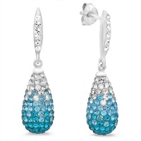 Sterling Silver Blue Crystal Dangle Earrings with Swarovski Elements Sterling Silver Blue Crystal Dangle Earrings with Swarovski Elements