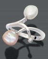 A lovely ring filled with natural beauty. Featuring Kieshi cultured freshwater pearls (7-8 mm) in sterling silver. Size 7.